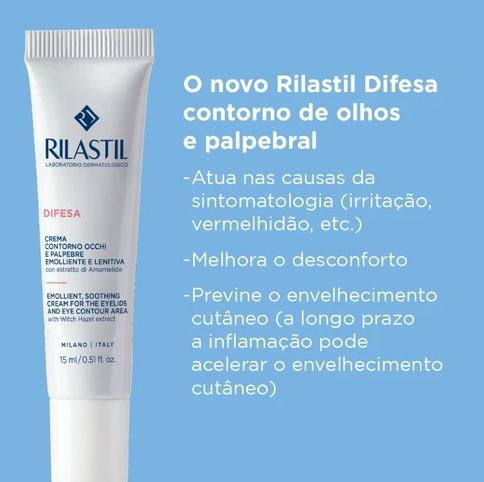 Rilastil Difesa Crema Contorno De Ojos & Parpados Emoliente Calmante Hamamelis 15ML