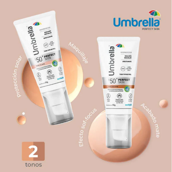 Umbrella Perfect Skin Protector Solar FPS50+ Tono Oscuro Todo Tipo De Piel 50G
