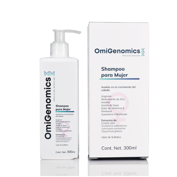 OmiGenomics Shampoo Para Mujer Auxiliar En El Cremiento Del Cabello 300ML