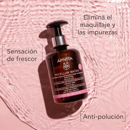 Apivita Micellar Water Agua Micelar Rosas Miel Para Rostro & Ojos 300ML