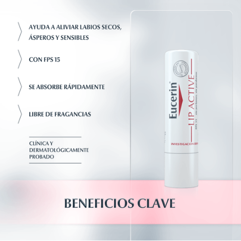Eucerin Lip Active Balsamo Labial Protector Para Labios Secos & Agrietados 4.8G