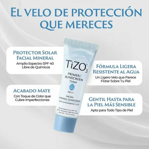 Tizo3 Primer / Sunscreen Tinted Protector Solar Mineral FPS40 50G