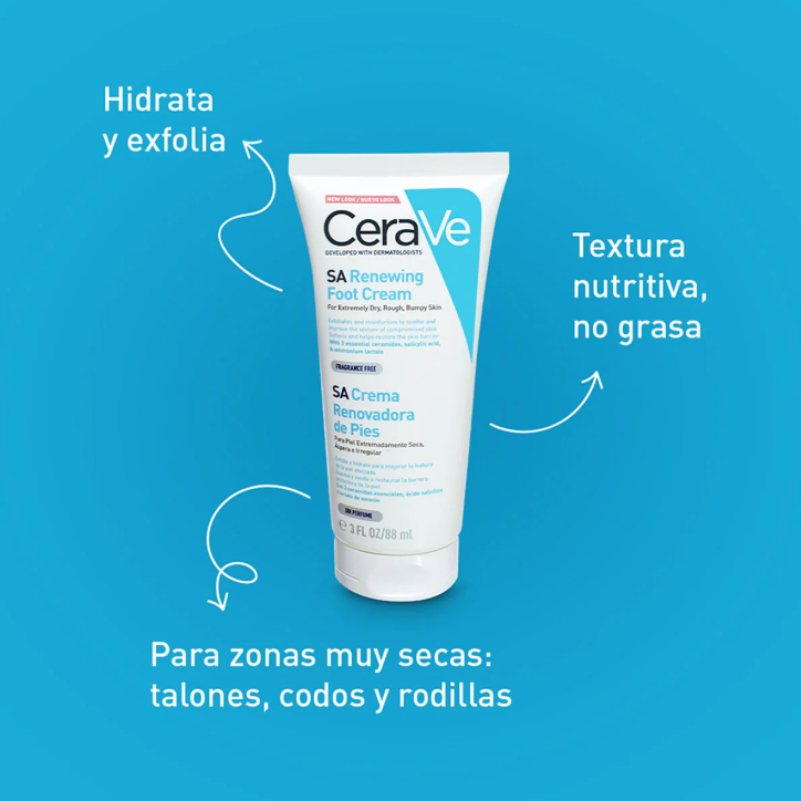 Cerave Crema Renovadora Hidratante Para Pies Piel Muy Seca & Aspera 88ML