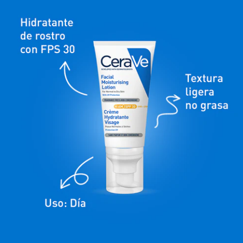 Cerave AM Locion Facial Hidratante Piel Normal Seca FPS30 52ML