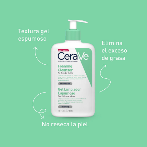Cerave Gel Limpiador Espumoso Diario para Piel Mixta Grasa & Acné 473ML
